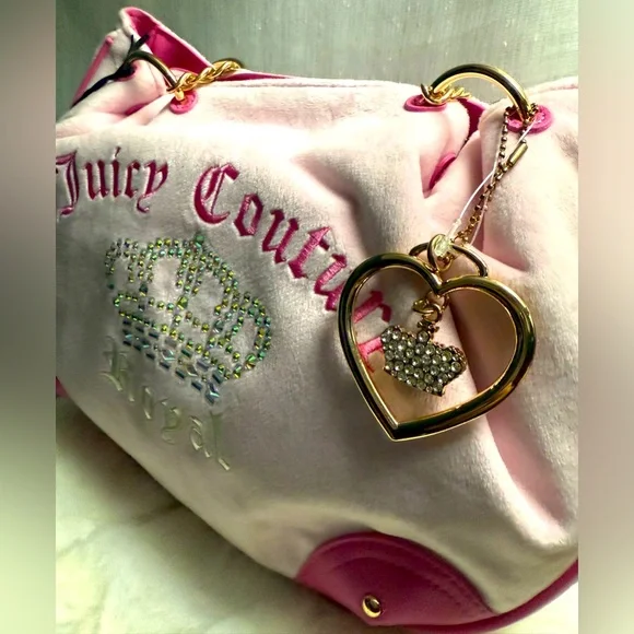 NEW Juicy Couture Juicy Kingdom Pink Velour Tote - Picture 4 of 9